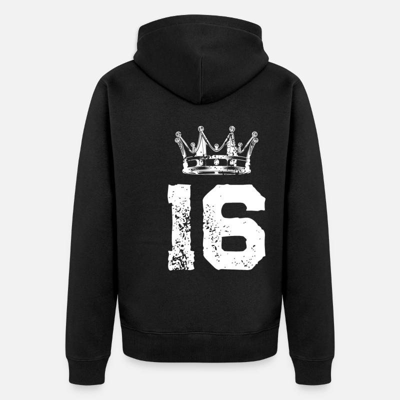 16 Couronne numérique - Veste à capuche bio Premium Unisexe - noir