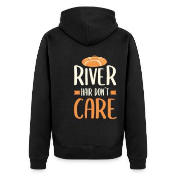 Rafting Wassersport - Unisex Premium Bio Zip Hoodie - Schwarz - Hinten - Nico (187cm)