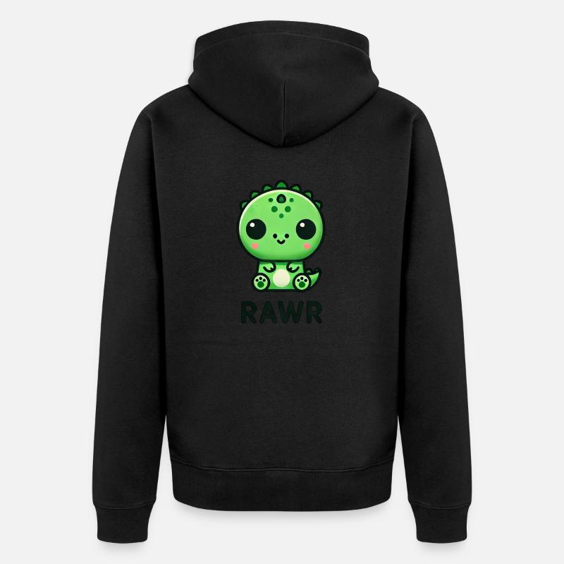 Mignon Dino T-Rex Chibi Rawr - Veste à capuche bio Premium Unisexe - noir