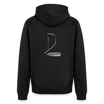 Stylish Letter D – Artistic Brush Style - Unisex Premium Organic Zip Hoodie - black - Back - Nico (187cm)