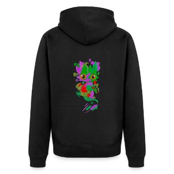 Bunter Baby Drache | Lustiger Drache Bunt - Unisex Premium Bio Zip Hoodie - Schwarz - Hinten - Nico (187cm)