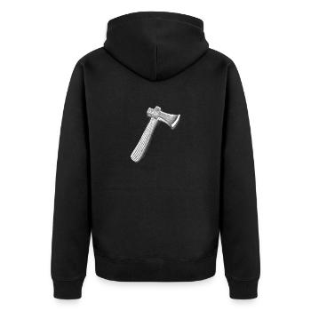 Axt | Holzfäller | Holzarbeiter | Beil - Unisex Premium Bio Zip Hoodie - Schwarz - Hinten - Nico (187cm)