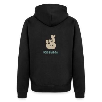 Cadeau 50e anniversaire 50 ans - Veste à capuche bio Premium Unisexe - noir - Dos - Nico (187cm)