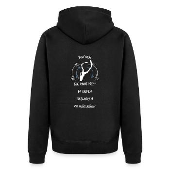 Taucher tauchen Sporttaucher Gerätetauchen - Unisex Premium Bio Zip Hoodie - Schwarz - Hinten - Nico (187cm)