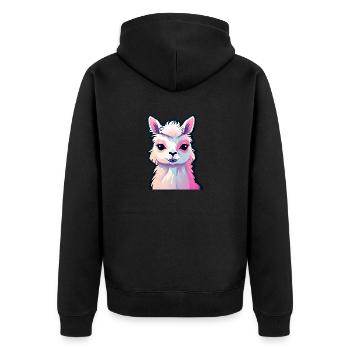 Llama Alpaca Illustration - Unisex Premium Organic Zip Hoodie - black - Back - Nico (187cm)