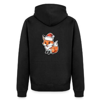 Fuchs Weihnachten Wasserfarben - Unisex Premium Bio Zip Hoodie - Schwarz - Hinten - Nico (187cm)