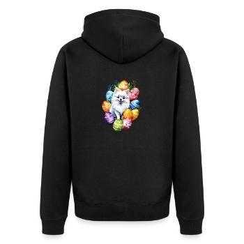 Poméranien Poméranien Aquarelle de Pâques - Veste à capuche bio Premium Unisexe - noir - Dos - Nico (187cm)