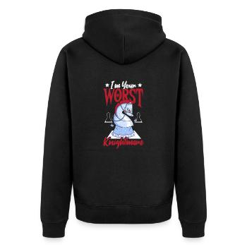 Ich bin dein schlimmster Albtraum, Schachspieler, - Unisex Premium Bio Zip Hoodie - Schwarz - Hinten - Nico (187cm)