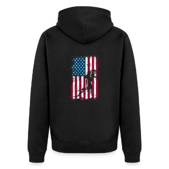 Patriotic Diver American Flag Deep Sea Scuba - Unisex Premium Bio Zip Hoodie - Schwarz - Hinten - Nico (187cm)