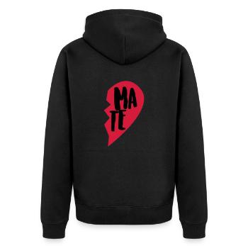 Soul Mate Couple Shirt - Unisex Premium Bio Zip Hoodie - Schwarz - Hinten - Nico (187cm)