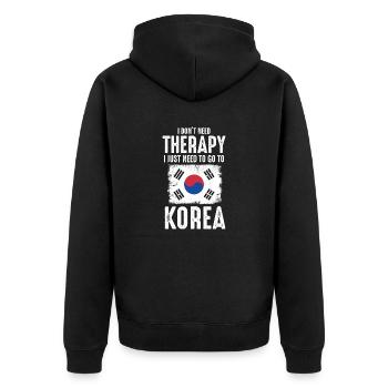 Therapie Korea - Unisex Premium Bio Zip Hoodie - Schwarz - Hinten - Nico (187cm)