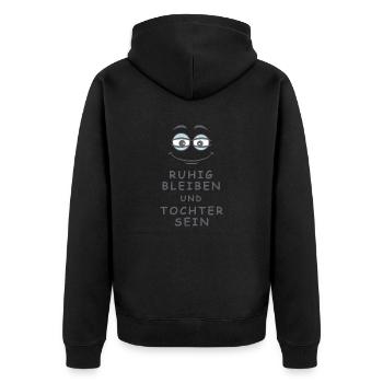 Tochter sein - Unisex Premium Bio Zip Hoodie - Schwarz - Hinten - Nico (187cm)