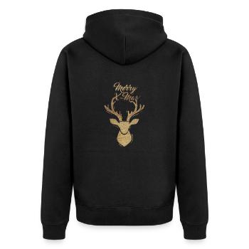Merry X-Mas - Unisex Premium Bio Zip Hoodie - Schwarz - Hinten - Nico (187cm)