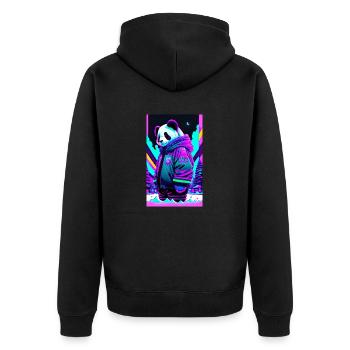 Panda casual - Unisex Premium Organic Zip Hoodie - black - Back - Nico (187cm)