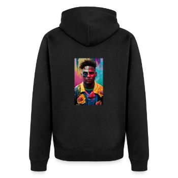 ARTWORK Gamer Will - Unisex Premium Organic Zip Hoodie - black - Back - Nico (187cm)