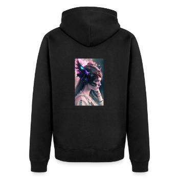 ARTWORK Dragon Girl Mel - Unisex Premium Bio Zip Hoodie - Schwarz - Hinten - Nico (187cm)