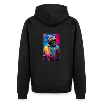 ARTWORK Skull Boss - Unisex Premium Organic Zip Hoodie - black - Back - Nico (187cm)