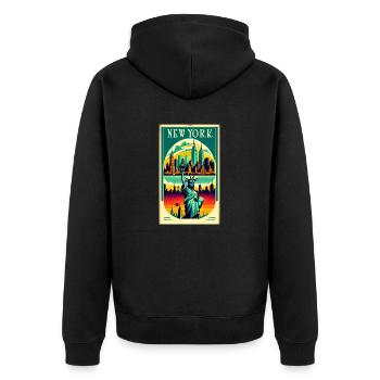 New York Vintage Poster - Unisex Premium Organic Zip Hoodie - black - Back - Nico (187cm)