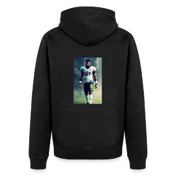 American Football Spieler - Unisex Premium Bio Zip Hoodie - Schwarz - Hinten - Nico (187cm)