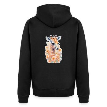 Giraffe - Unisex Premium Organic Zip Hoodie - black - Back - Nico (187cm)