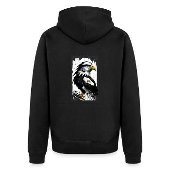 Majestätischer Adler - Unisex Premium Bio Zip Hoodie - Schwarz - Hinten - Nico (187cm)