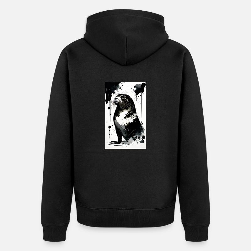 Adorable délice de phoque - Veste à capuche bio Premium Unisexe - noir