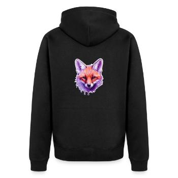 Bunter Fuchskopf - Unisex Premium Bio Zip Hoodie - Schwarz - Hinten - Nico (187cm)