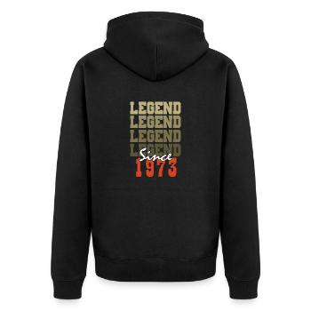 Vintage Geschenk zum 51. Jahrestag geboren in einem Monat aus dem Jahr 1973 - Unisex Premium Bio Zip Hoodie - Schwarz - Hinten - Nico (187cm)