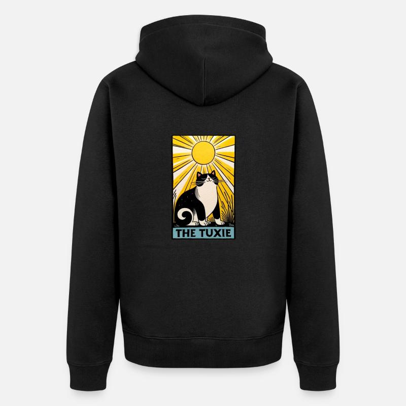 Tarot Chat Kitty Noir et Blanc - Veste à capuche bio Premium Unisexe - noir
