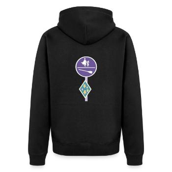 Straßenschild einer magischen Welt - Unisex Premium Bio Zip Hoodie - Schwarz - Hinten - Nico (187cm)