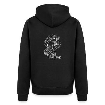 Loved by a German Wirehair Dogs Wilsigns - Unisex Premium Organic Zip Hoodie - black - Back - Nico (187cm)