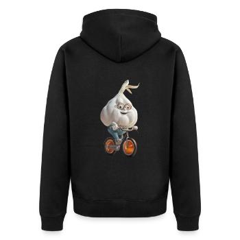 Knoblauch Fahrrad - Unisex Premium Bio Zip Hoodie - Schwarz - Hinten - Nico (187cm)