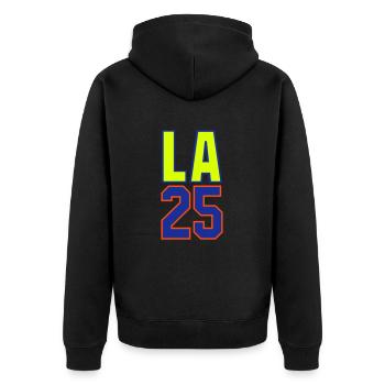 LA 25 - Unisex Premium Organic Zip Hoodie - black - Back - Nico (187cm)