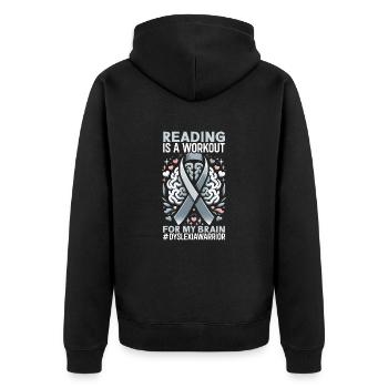 Dyslexia Awareness Month Dyslexia Fighter - Unisex Premium Organic Zip Hoodie - black - Back - Nico (187cm)