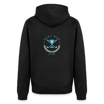 Best Dad by Par, perfektes Geschenk für Golfer - Unisex Premium Bio Zip Hoodie - Schwarz - Hinten - Nico (187cm)