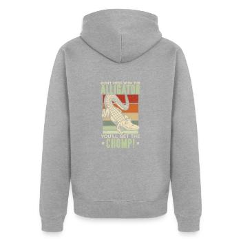 Lustiges Alligatorliebhaber-krokodil-gator-zootier - Unisex Premium Bio Zip Hoodie - Grau meliert - Hinten - Nico (187cm)