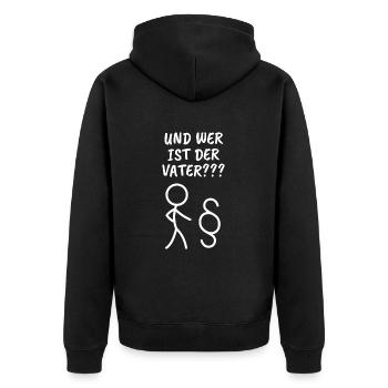 Strichmännchen - Spruch - Paragraf - Ironie - Unisex Premium Bio Zip Hoodie - Schwarz - Hinten - Nico (187cm)