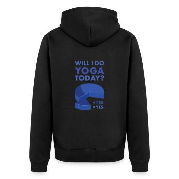 Yogi Will I Do Yoga Today - Unisex Premium Bio Zip Hoodie - Schwarz - Hinten - Nico (187cm)
