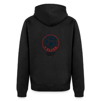 3 ecken 1 elfer schwarz - Unisex Premium Bio Zip Hoodie - Schwarz - Hinten - Nico (187cm)