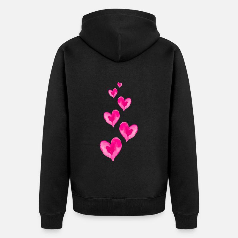 Symbole d'amour coeurs Saint Valentin - Veste à capuche bio Premium Unisexe - noir