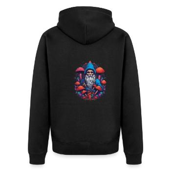 Mushroom | Fantasy Pilze Wald Natur Goa Festival - Unisex Premium Bio Zip Hoodie - Schwarz - Hinten - Nico (187cm)