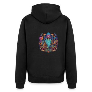 Mushroom | Fantasy Pilze Wald Natur Goa Festival - Unisex Premium Bio Zip Hoodie - Schwarz - Hinten - Nico (187cm)