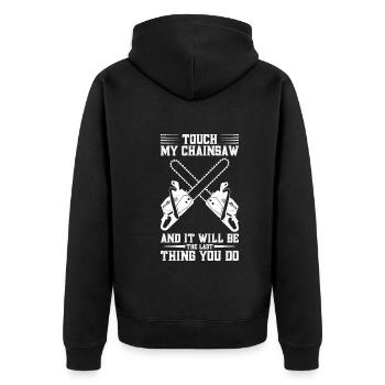 Arborist Rope Lumberjack Tools Chainsaw H - Unisex Premium Organic Zip Hoodie - black - Back - Nico (187cm)