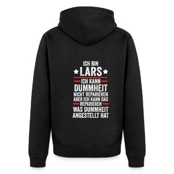 Lars - Unisex Premium Bio Zip Hoodie - Schwarz - Hinten - Nico (187cm)