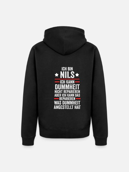 Nils - Unisex Premium Bio Zip Hoodie - Schwarz