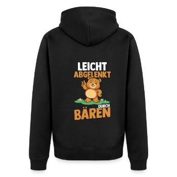 Leicht Abgelenkt Durch Bären - Unisex Premium Bio Zip Hoodie - Schwarz - Hinten - Nico (187cm)