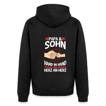 Papa Sohn Vater Familie Geschenk - Unisex Premium Bio Zip Hoodie - Schwarz - Hinten - Nico (187cm)