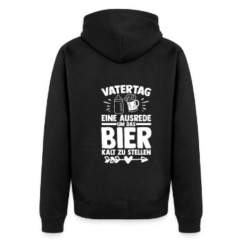 Papa Bier Vater Vatertag - Unisex Premium Bio Zip Hoodie - Schwarz - Hinten - Nico (187cm)