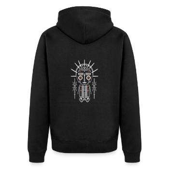 Funny and Crazy Voodoo Figure Design - Unisex Premium Organic Zip Hoodie - black - Back - Nico (187cm)