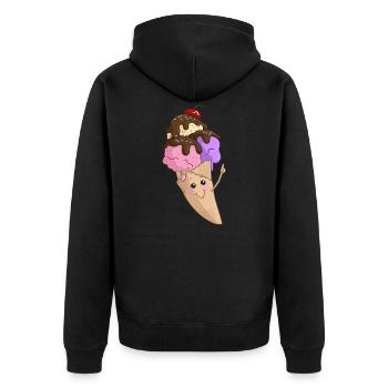 Eis in der Waffel - Unisex Premium Bio Zip Hoodie - Schwarz - Hinten - Nico (187cm)